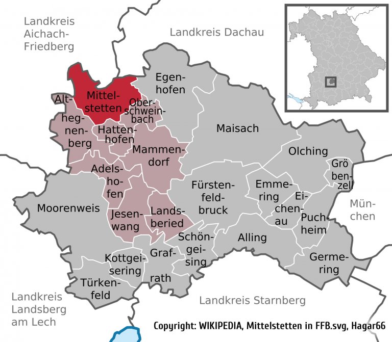 Grossansicht in neuem Fenster: Übersichtsplan - Lage der Gemeinde Mittelstetten Grossansicht in neuem Fenster: Übersichtsplan - Lage der Gemeinde Mittelstetten